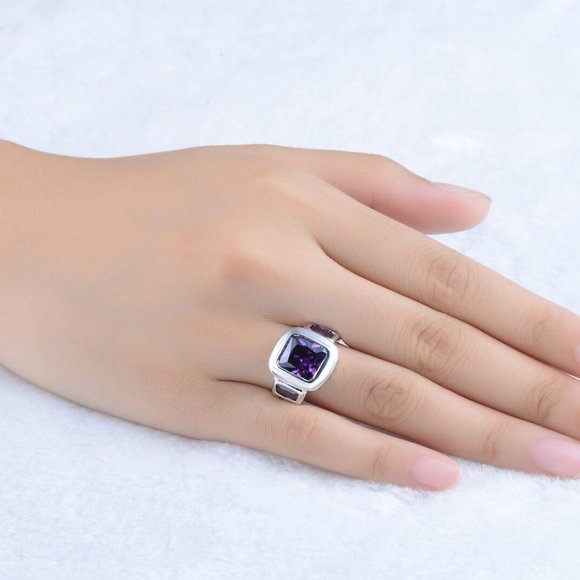 COPY - Size 12 Mens Halo Purple Cz 18K White Gold Plated - Picture 2 of 4